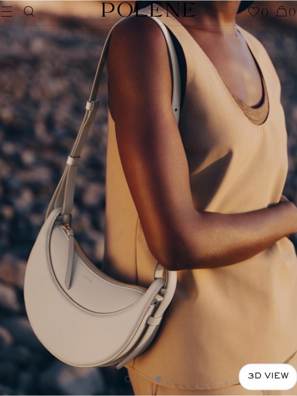 Polene Numero Dix Saddle Bag, Textured Chalk